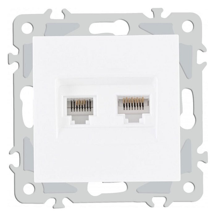 Розетка двойная RJ-11 и Ethernet RJ-45, без рамки 206.44-1.white - купить Розетки по цене 518.0