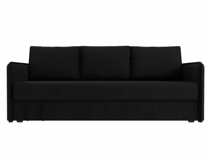 Прямой диван-кровать Слим черного цвета с пружинным блоком - купить Прямые диваны по цене 46999.0