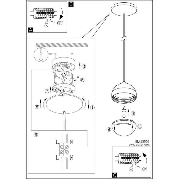 Подвесной светильник Licoroto из стали и стела - купить Подвесные светильники по цене 4490.0