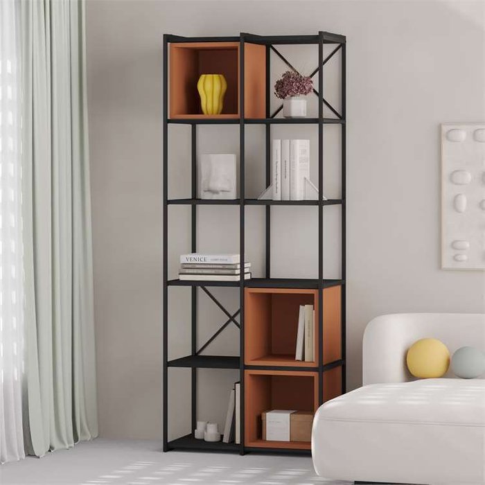 Стеллаж Vale Midi Bookcase коричнево-черного цвета - лучшие Стеллажи в INMYROOM