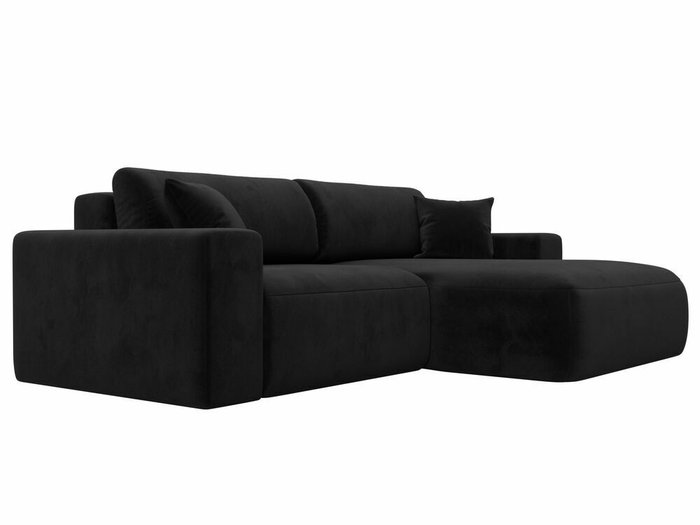 Угловой диван-кровать Лига 036 Классик черного цвета правый угол - лучшие Угловые диваны в INMYROOM
