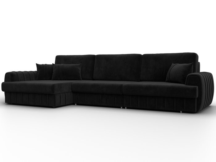 Угловой диван-кровать Лига-057 L Лонг черного цвета левый Угловой диван-кровать Лига-057 L Лонг черного цвета левый