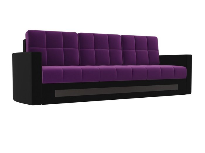 Прямой диван-кровать Белла фиолетово-черного цвета