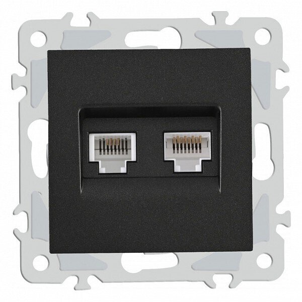 Розетка двойная RJ-11 и Ethernet RJ-45, без рамки 206.44-1.black