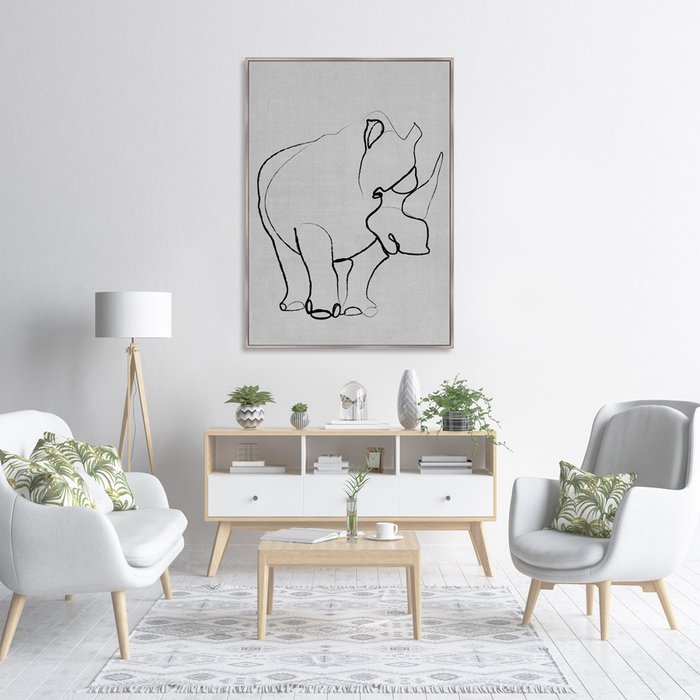 Репродукция картины на холсте Rhino on gray - лучшие Картины в INMYROOM