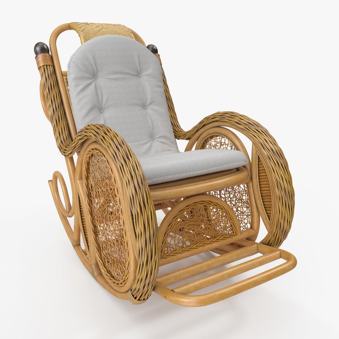 Кресло-качалка из ротанга Alexa с подушкой мед - лучшие Садовые кресла в INMYROOM