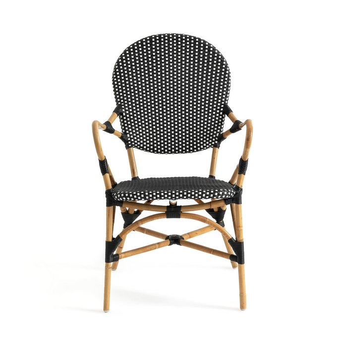 Кресло из стеблей ротанга Bistro черного цвета - купить Садовые стулья по цене 21199.0