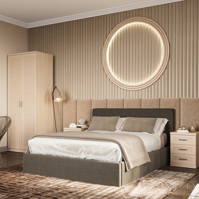 Кровать Инуа 160х200 темно-коричневого цвета с подъемным механизмом  - купить Кровати для спальни по цене 42991.0