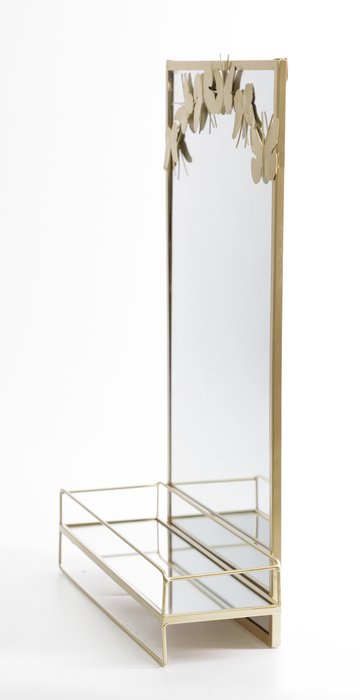 Зеркало настенное золотого цвета с полкой - купить Настенные зеркала по цене 7208.0
