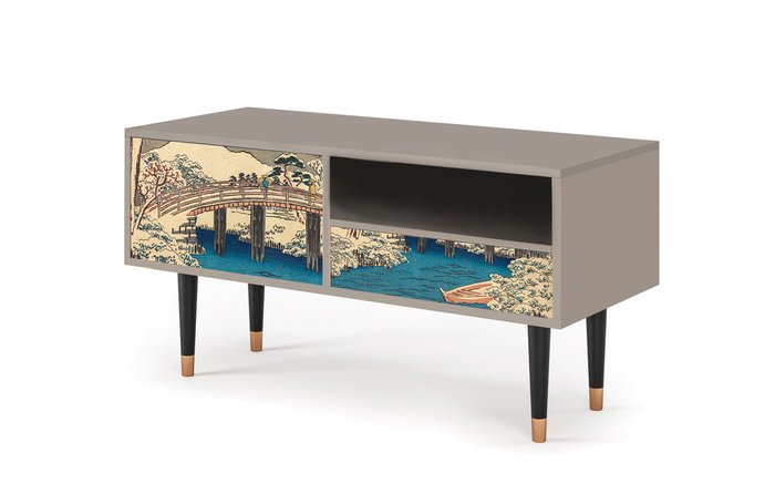 Тумба под TV T3 Katabira River by Utagawa Hiroshige с корпусом цвета сатин - купить Тумбы для ТВ по цене 26990.0 Тумба под TV T3 Katabira River by Utagawa Hiroshige с корпусом цвета сатин - купить Тумбы для ТВ по цене 26990.0