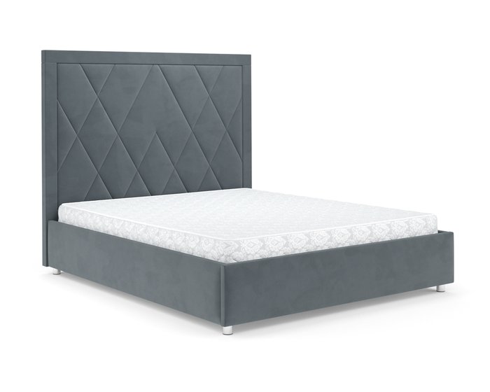 Кровать Треви 140х190 серо-синего цвета с подъемным механизмом (велюр) - купить Кровати для спальни по цене 37090.0