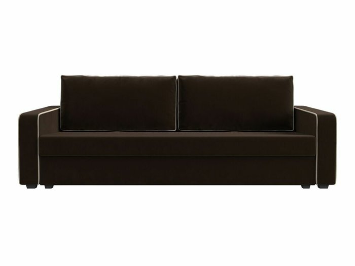 Диван-кровать Лига 009 темно-коричневого цвета с бежевым кантом - купить Прямые диваны по цене 26999.0