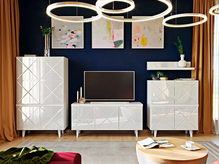 Композиция Kristal 3 с зеркальным фасадом  - купить Гостиные гарнитуры по цене 178480.0