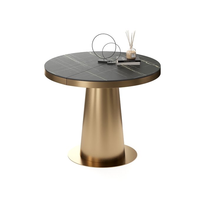 Раздвижной обеденный стол Мирах с золотым основанием - лучшие Обеденные столы в INMYROOM