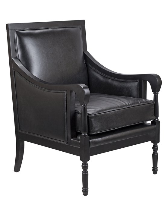 Классическое кресло Colin black leather черного цвета - купить Интерьерные кресла по цене 59000.0 Классическое кресло Colin black leather черного цвета - купить Интерьерные кресла по цене 59000.0