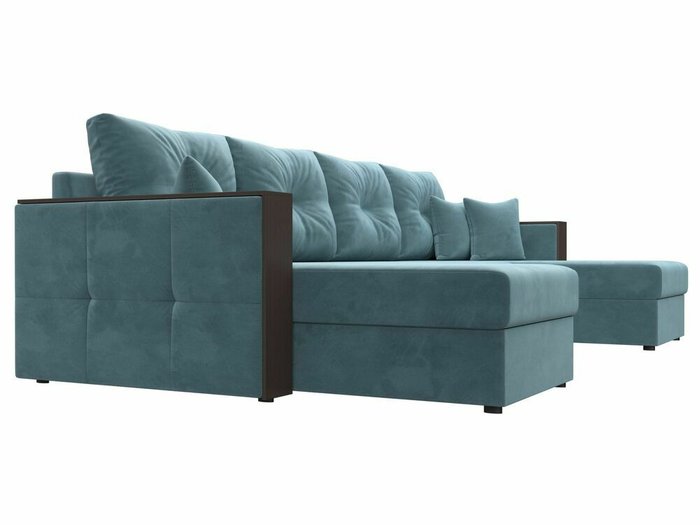 Угловой диван-кровать Валенсия П-образный бирюзового цвета - лучшие Угловые диваны в INMYROOM