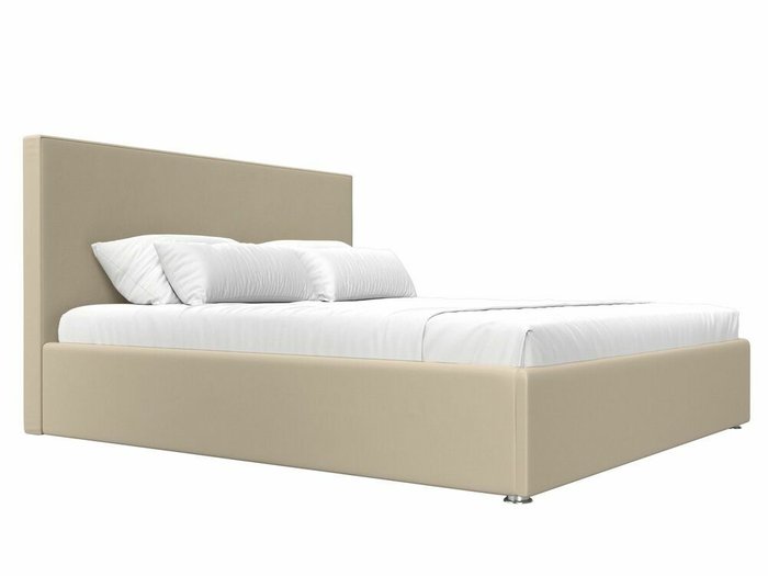 Кровать Кариба 160х200 бежеого цвета с подъемным механизмом (экокожа)  - лучшие Кровати для спальни в INMYROOM