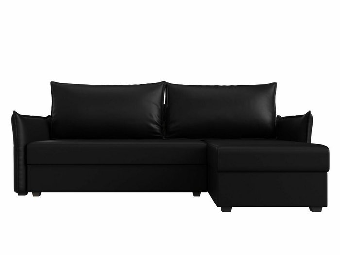 Угловой диван-кровать Лига 004 черного цвета угол правый (экокожа) - купить Угловые диваны по цене 33999.0