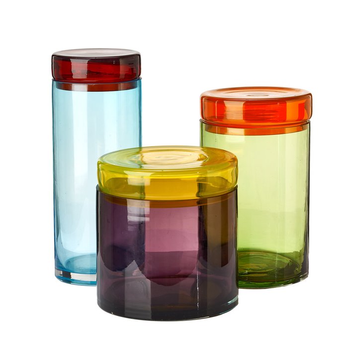 Комплект из трех ваз из разноцветного стекла