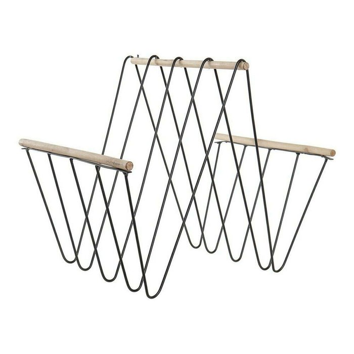 Полка для журналов 41 x 31 x 36 cm Чёрный Железо Деревянный MDF