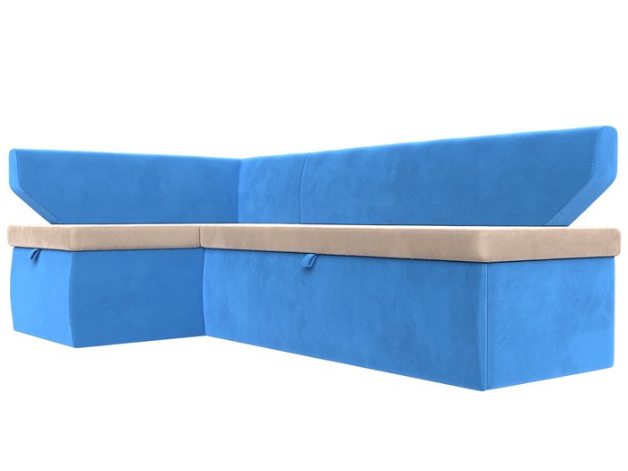 Угловой диван-кровать Омура бежево-голубого цвета левый угол - лучшие Угловые диваны в INMYROOM