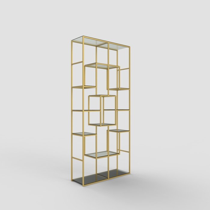 Стеллаж "Martin" золото с прозрачным стеклом (2000х900х300)