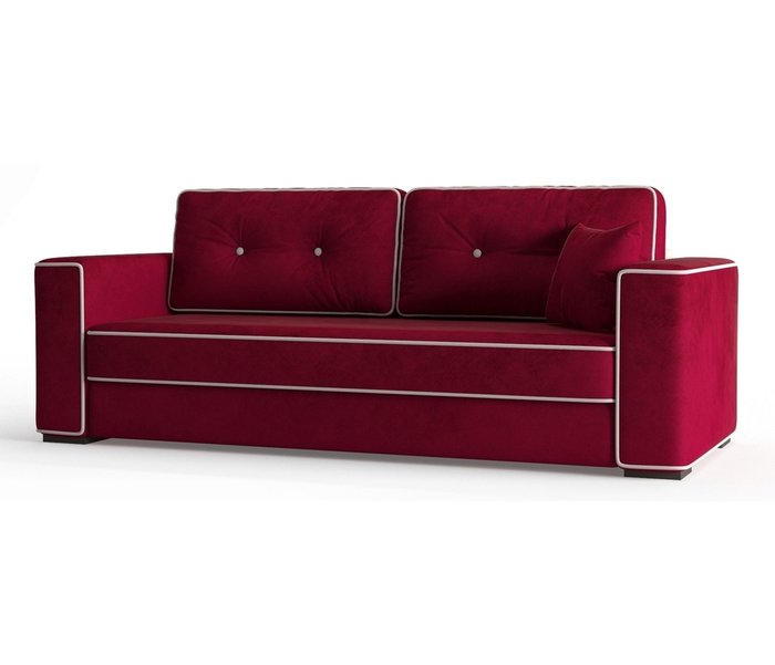 Диван-кровать Аваллон в обивке из велюра бордового цвета
