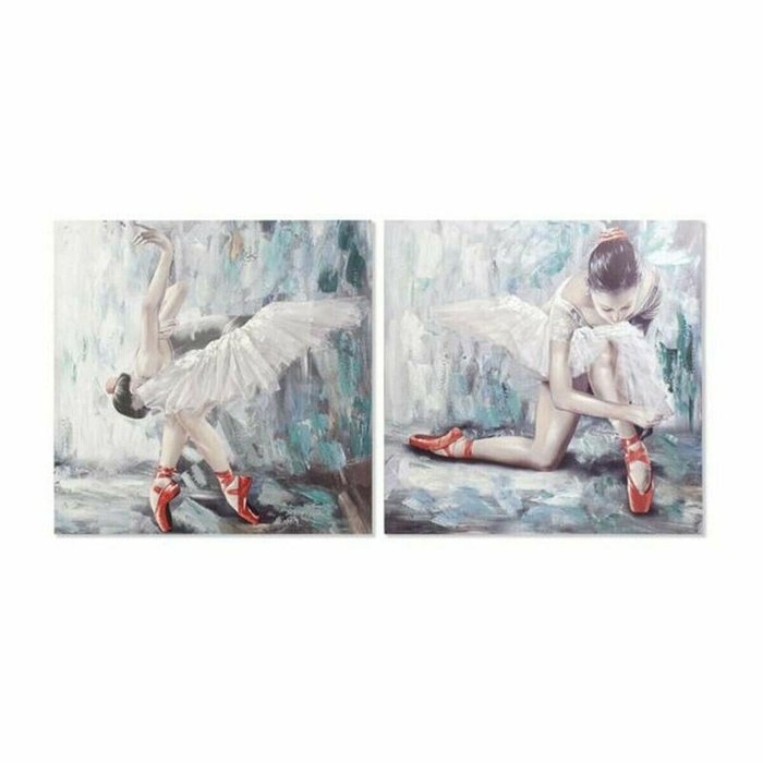 Картина Полотно Серый Синий Деревянный Белый (100 x 3 x 100 cm) (2 штук)