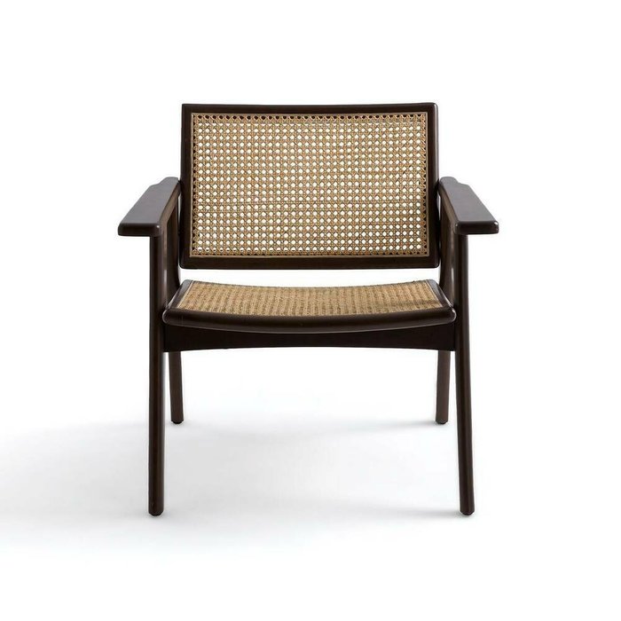Кресло из бука и плетения Lons темно-коричневого цвета - купить Интерьерные кресла по цене 43757.0