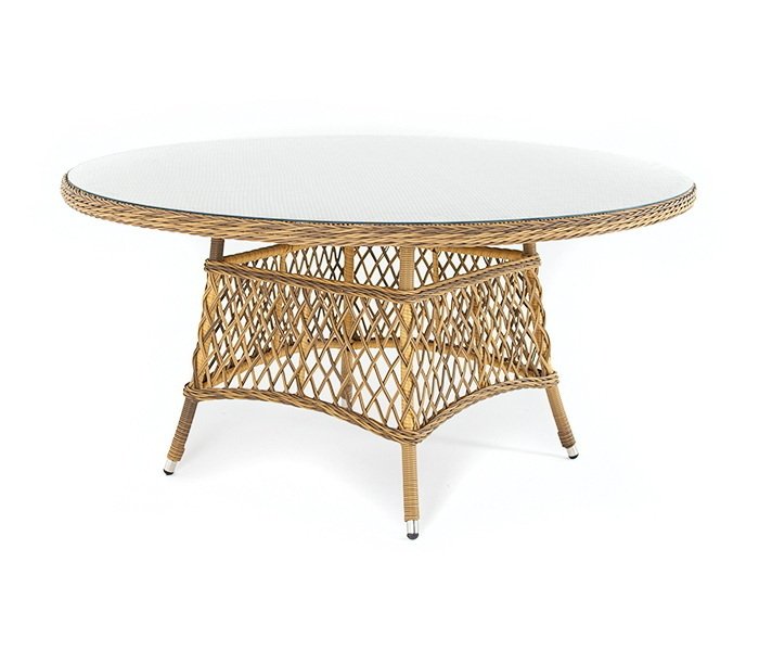 Плетенный стол Эспрессо D150 соломенного цвета