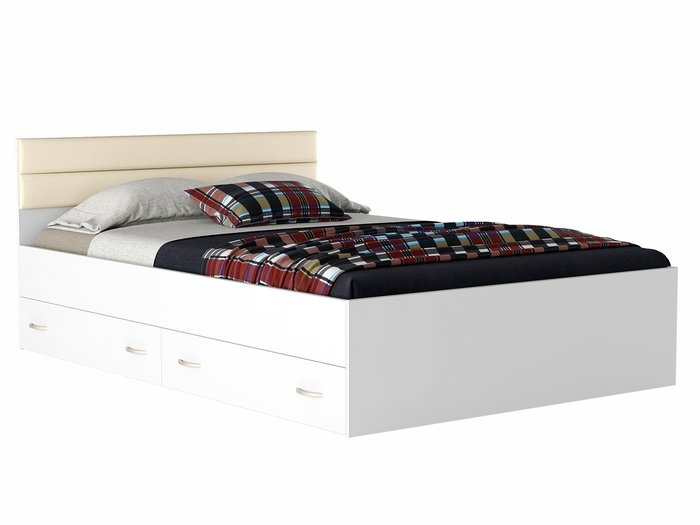 Кровать Виктория 140х200 белого цвета с ящиками