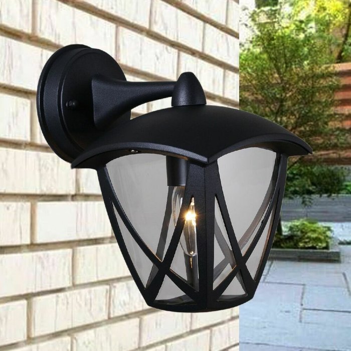 Уличный настенный светильник 08302-9.2-001SJ Top mount BK черного цвета - лучшие Настенные уличные светильники в INMYROOM