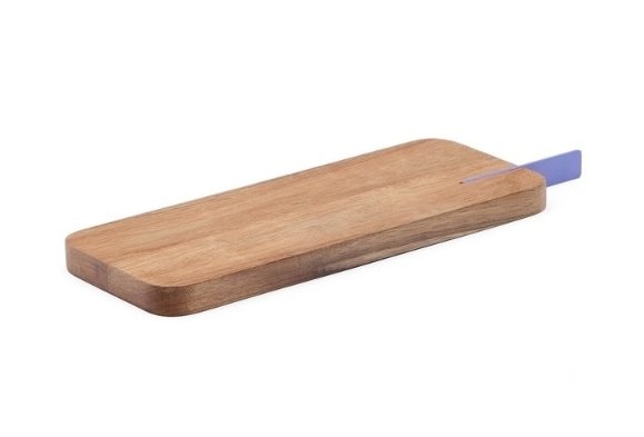 Сервировочная доска Zairin из акации с ручкой из лилового металла