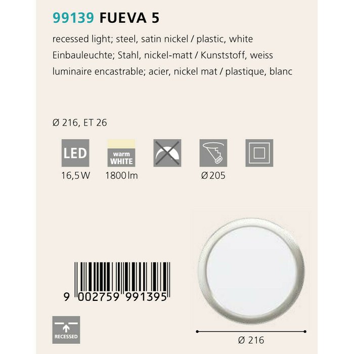 Круглый точечный светильник Fueva бело-серого цвета - купить Потолочные светильники по цене 2790.0