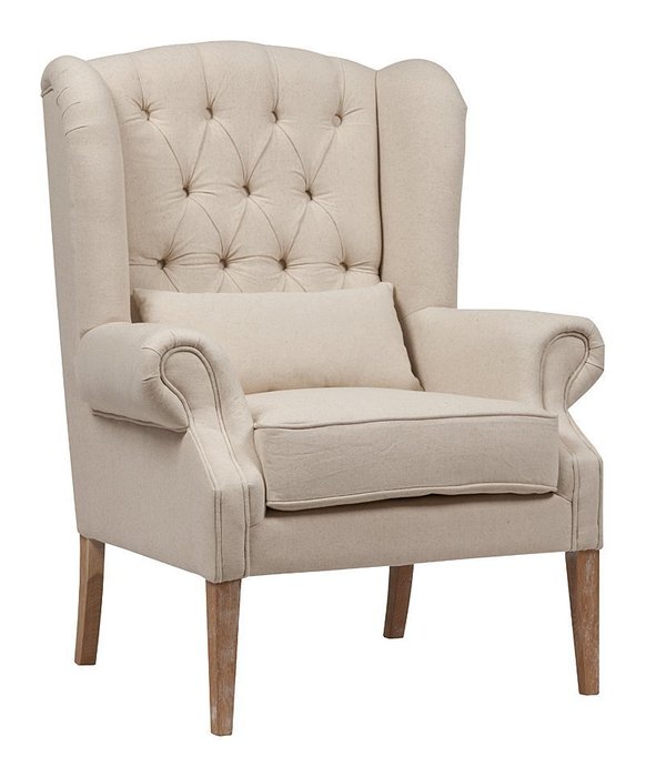 Кресло Wing Back Armchair Белый Лен - лучшие Интерьерные кресла в INMYROOM Кресло Wing Back Armchair Белый Лен - лучшие Интерьерные кресла в INMYROOM