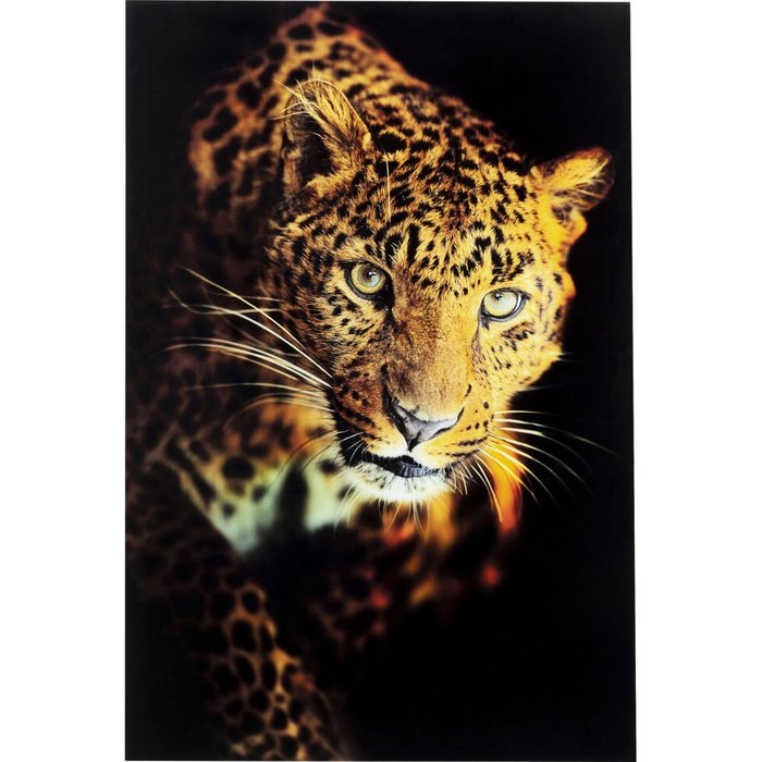 Картина Leopard 80х120 черно-оранжевого цвета