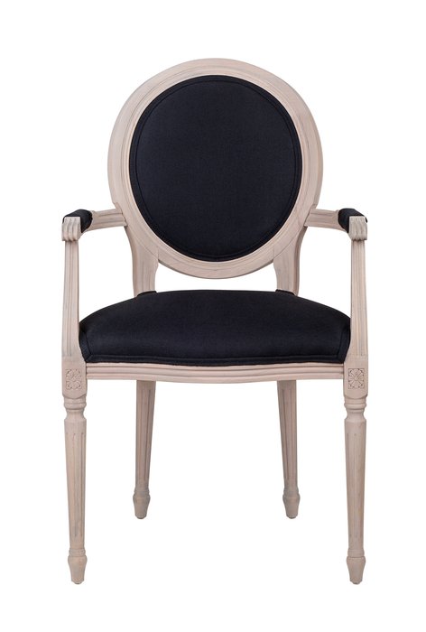 Стул с подлокотниками Delo в обивке из черного льна - купить Обеденные стулья по цене 27500.0