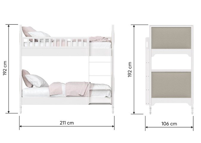 Кровать двухъярусная Elit 90х200 серо-белого цвета - купить Двухъярусные кроватки по цене 108900.0