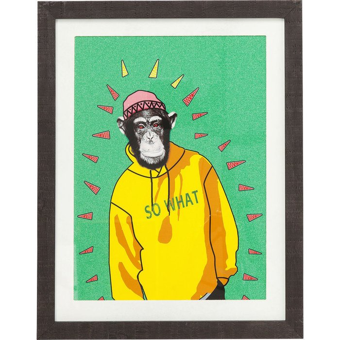 Картина Gangster Monkey в деревянной рамке