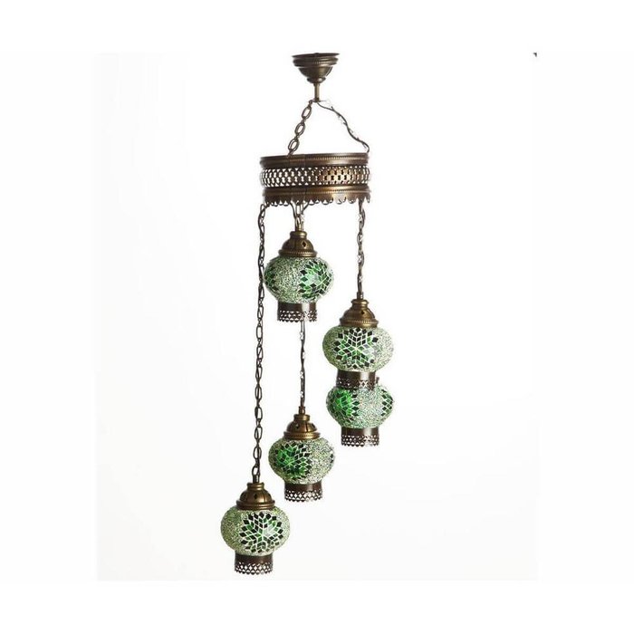 Подвесная люстра Марокко с зелеными плафонами - купить Подвесные люстры по цене 17050.0