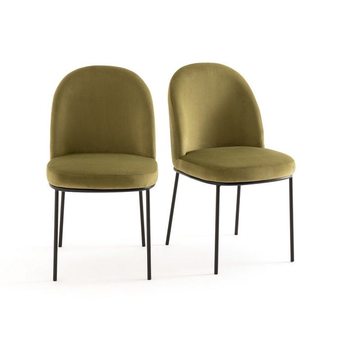 Комплект из двух велюровых набивных стульев Topim зеленого цвета