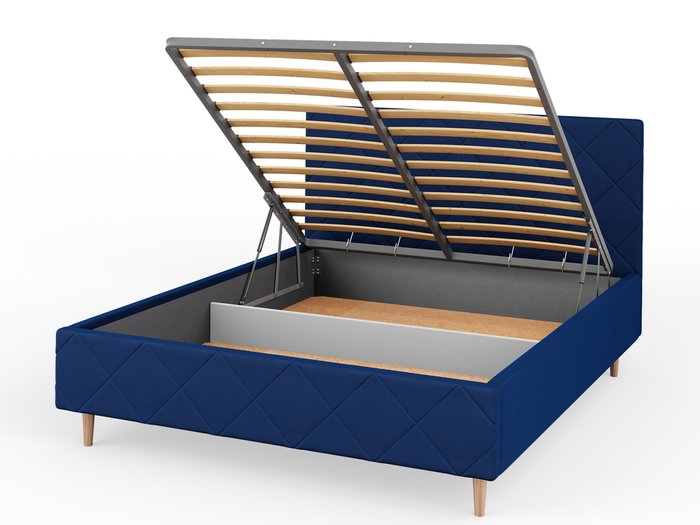 Кровать Афина-1 160х200 синего цвета с подъемным механизмом  - купить Кровати для спальни по цене 38192.0