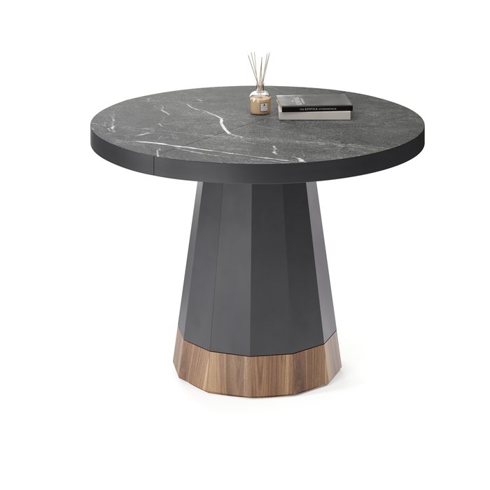 Обеденный стол раздвижной Хатиса L черно-коричневого цвета - лучшие Обеденные столы в INMYROOM