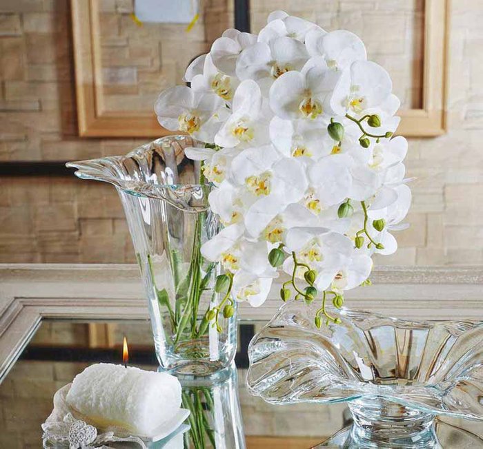 Искусственные цветы «Орхидея» из пластика  - лучшие Декоративные цветы в INMYROOM