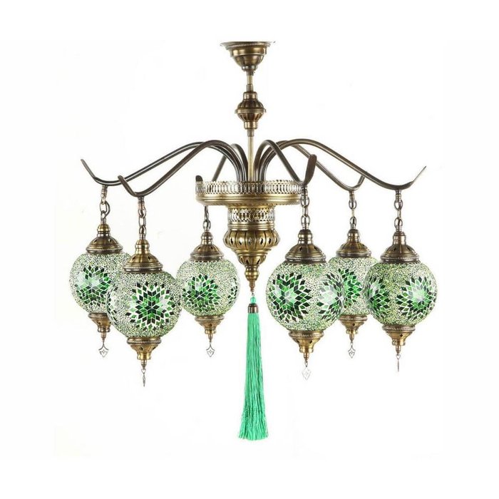 Подвесная люстра Марокко с зелеными плафонами - купить Подвесные люстры по цене 38080.0