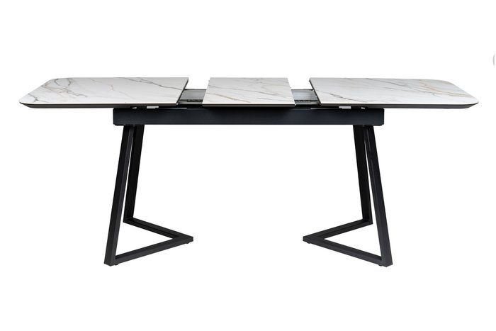 Раздвижной обеденный стол Роналдо 140 бежево-черного цвета - лучшие Обеденные столы в INMYROOM