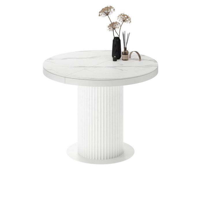 Раздвижной обеденный стол Меб M со столешницей цвета белый мрамор - лучшие Обеденные столы в INMYROOM