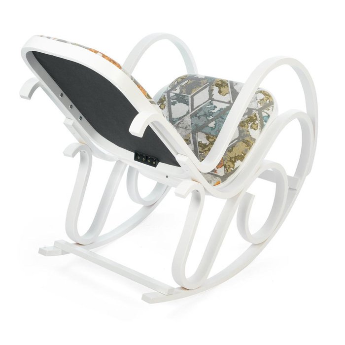Кресло-качалка белого цвета с орнаментом - купить Интерьерные кресла по цене 15180.0