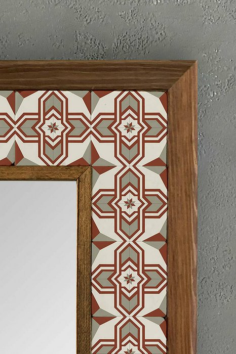 Настенное зеркало с каменной мозаикой 33x33 коричневого цвета - купить Настенные зеркала по цене 9840.0