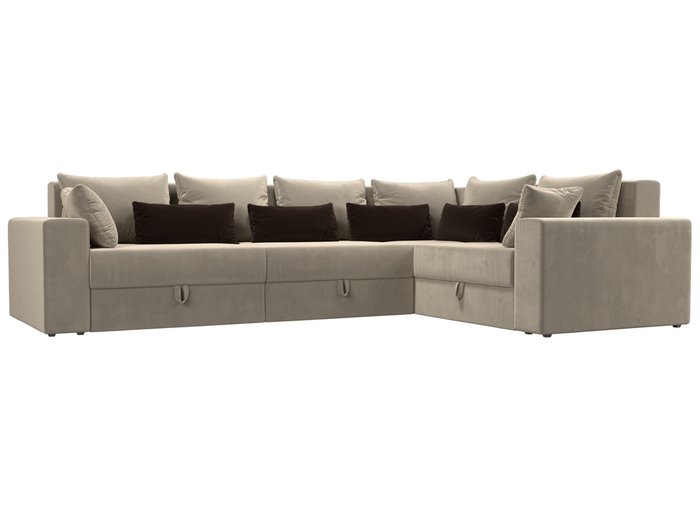 Угловой диван-кровать Мэдисон Long бежево-коричневого цвета
